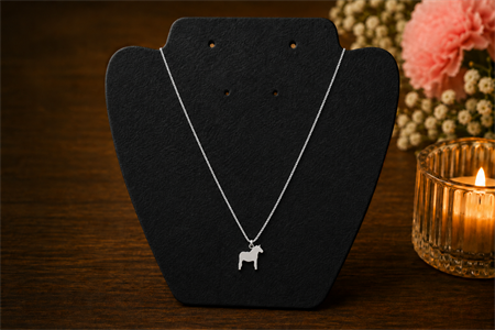 Halsband Dalahäst marmor silverfärgad